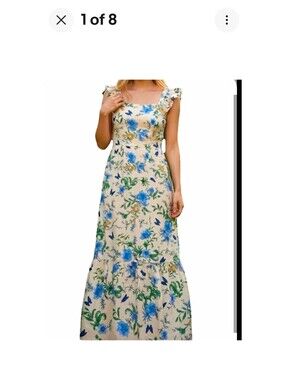 London Times Floral Print Ruffle Strap Midi Dress US 18W